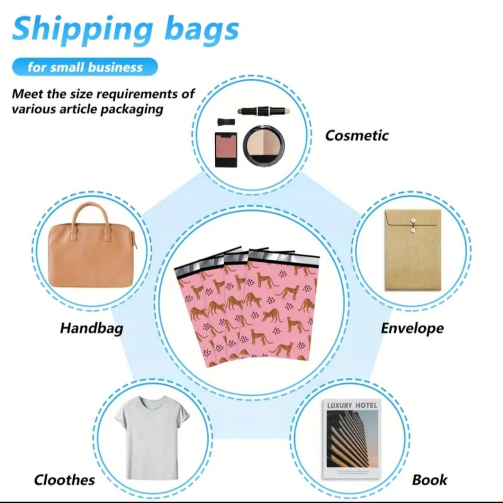Cheetah Cats Pink Self Sealing Poly Mailer Bags 14x19 - Picture 4 of 5